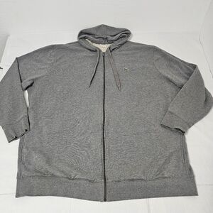 Lacoste Zip-Up Hoodie Sweatshirt Men's Gray 5XL - 6XL (11L) 100% Cotton